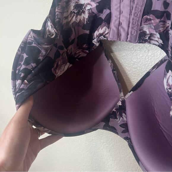 Cacique purple floral lightly lined Cloud Comfort full coverage bra 44DDD - Picture 6 of 11
